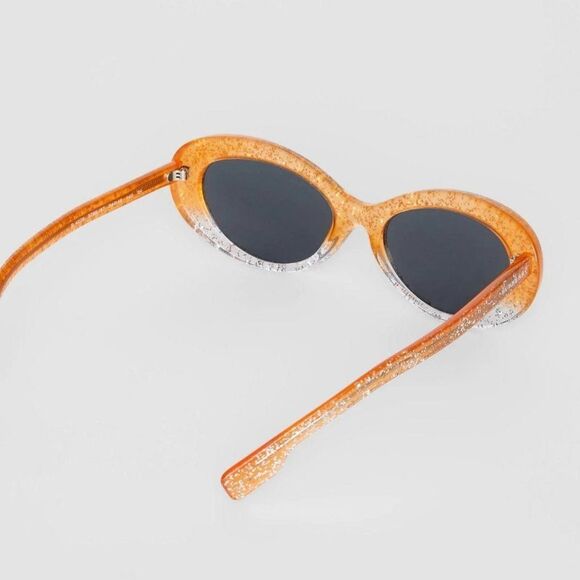 NEW BURBERRY Glitter Detail Cat-eye Frame Sunglasses In Orange - Picture 3 of 12